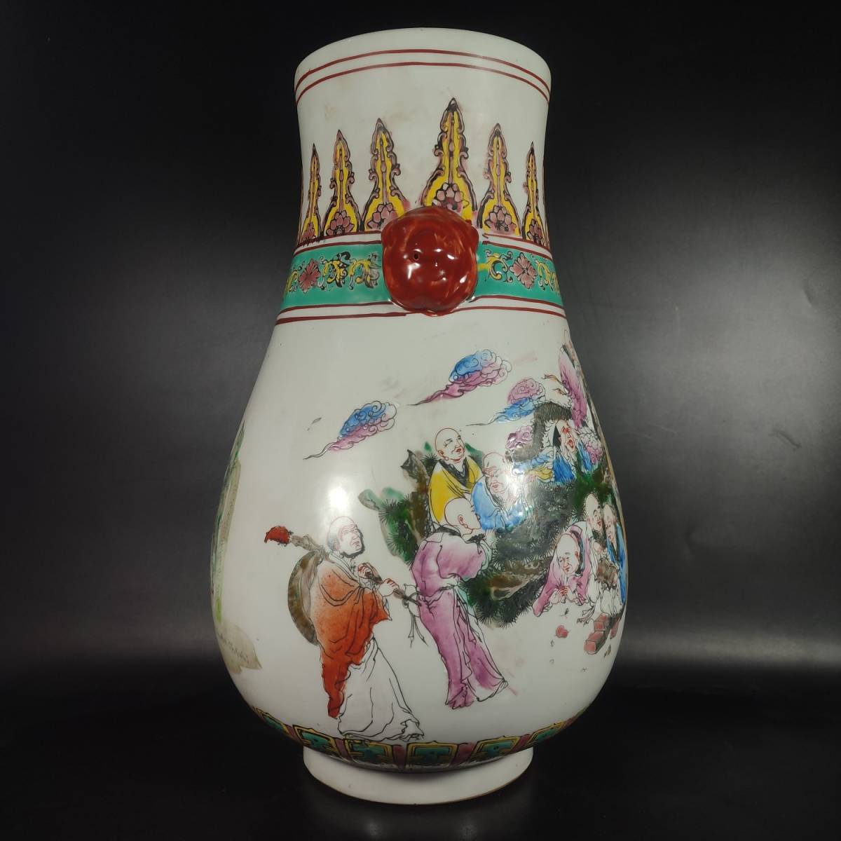 典藏*陶瓷器*清代十八羅漢瓶】花瓶古賞物超美品中国古美術兩點同出