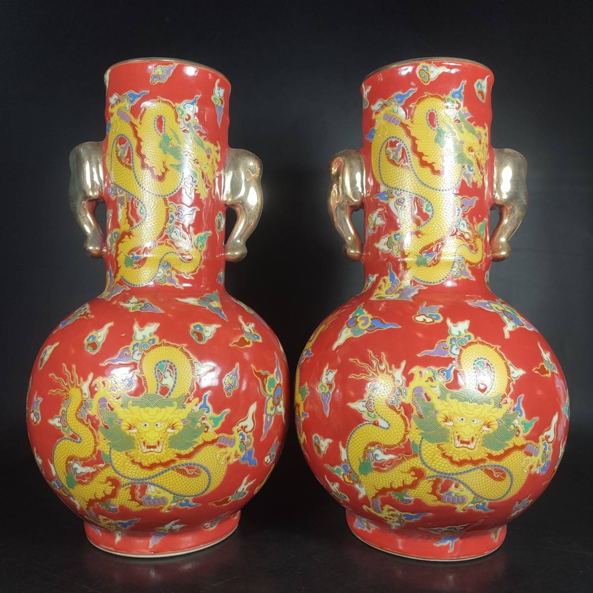 【典藏*陶瓷器*清代 人物賞瓶】花瓶 古賞物 超美品 中国古美術 時代物 兩點同出_画像1