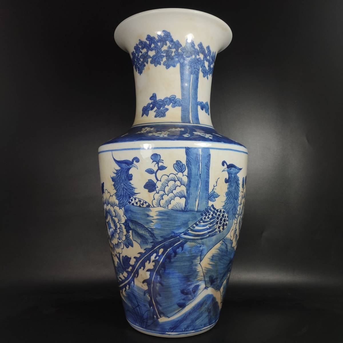 【典藏*陶瓷器*鳳穿牡丹瓶】花瓶 古賞物 超美品 中国古美術 時代物 兩點同出_画像2