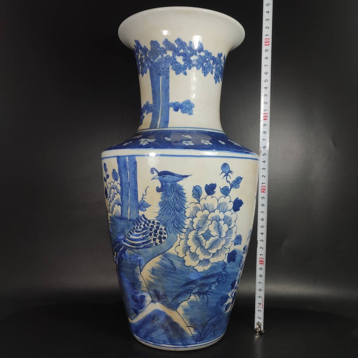 【典藏*陶瓷器*鳳穿牡丹瓶】花瓶 古賞物 超美品 中国古美術 時代物 兩點同出_画像7