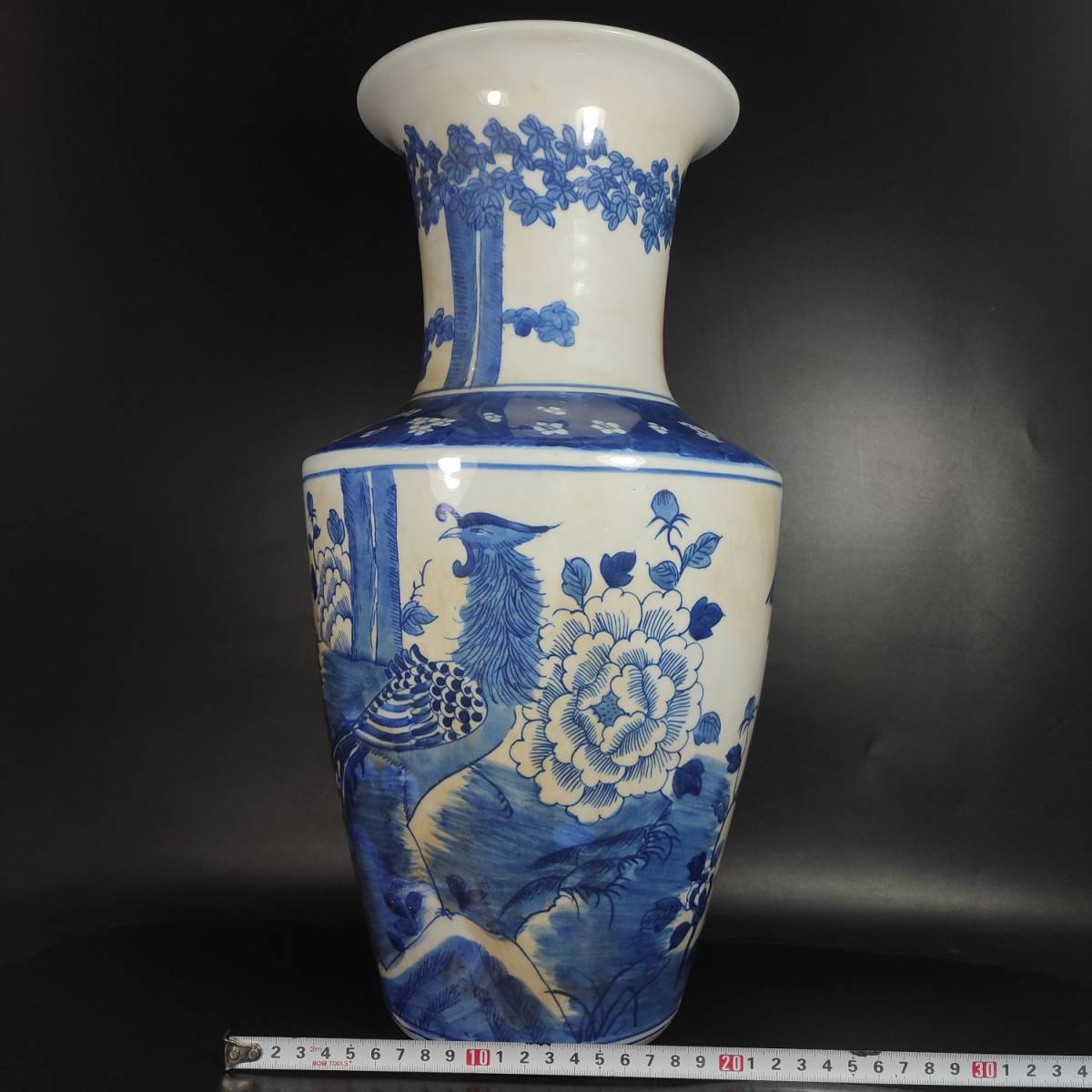 【典藏*陶瓷器*鳳穿牡丹瓶】花瓶 古賞物 超美品 中国古美術 時代物 兩點同出_画像8