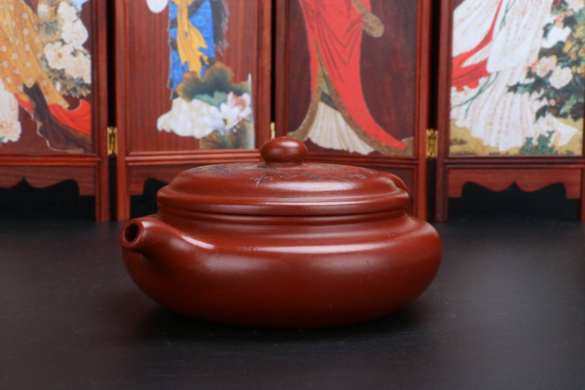 【典藏*紫砂精彫*梅香壺】茶壺 茶道具 超美品 中国時代美術 容量：150cc_画像3