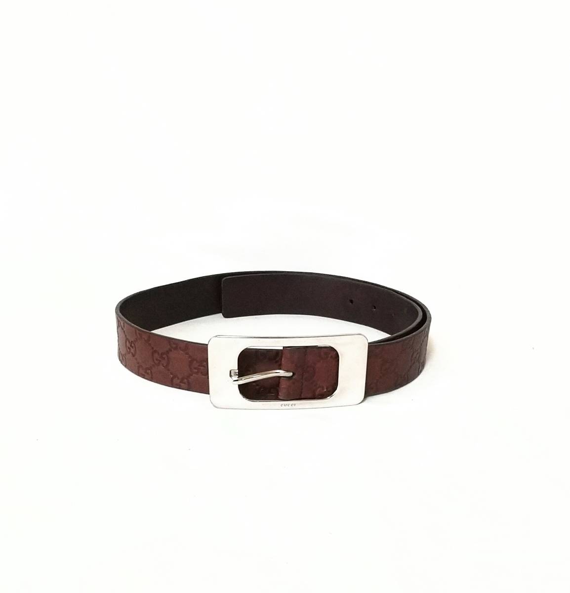 良品」GUCCI(グッチ)GG柄シマレザー/メンズレザーベルト/正規品/価格