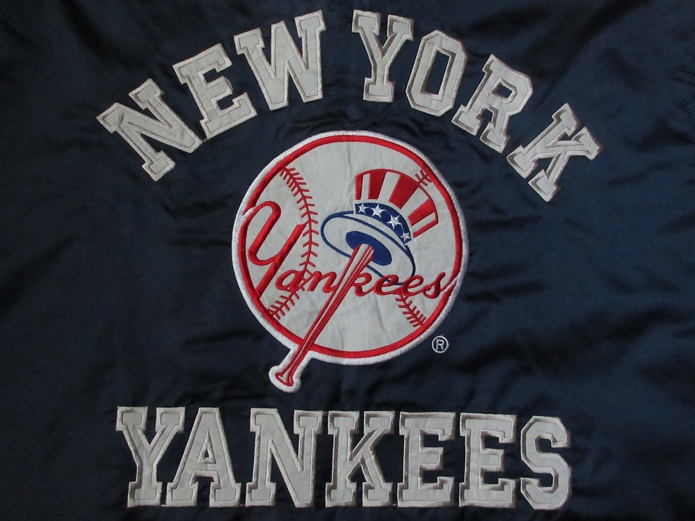 90's ニューヨーク ヤンキース STARTER バック アーチ ロゴ NY ナイロン コーチ ジャケット L ネイビー New York YankeesサテンMLB田中将大_画像6