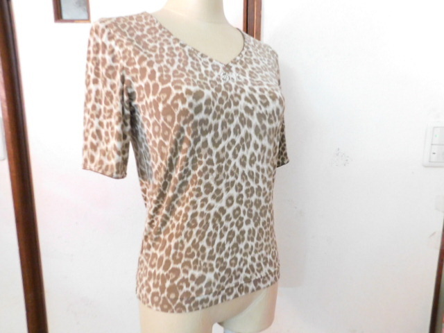 MM47 Italiya beautiful goods leopard Leopard pattern Kirakira gk Logo cut and sewn size 9 number lady's 