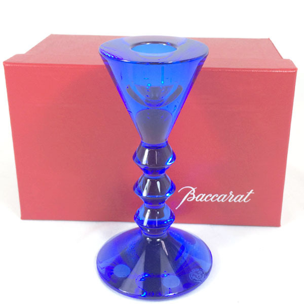 【美品】【中古】Baccarat バカラ ベガ ブルー キャンド ホルダー キャンドルスタンド ろうそく立て 燭台