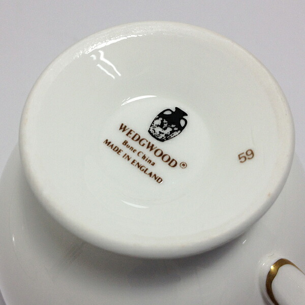 【中古】WEDGWOOD ウェッジウッド オズボーン カップ＆ソーサー コップ ホワイト ブラック ゴールド 花柄_画像3