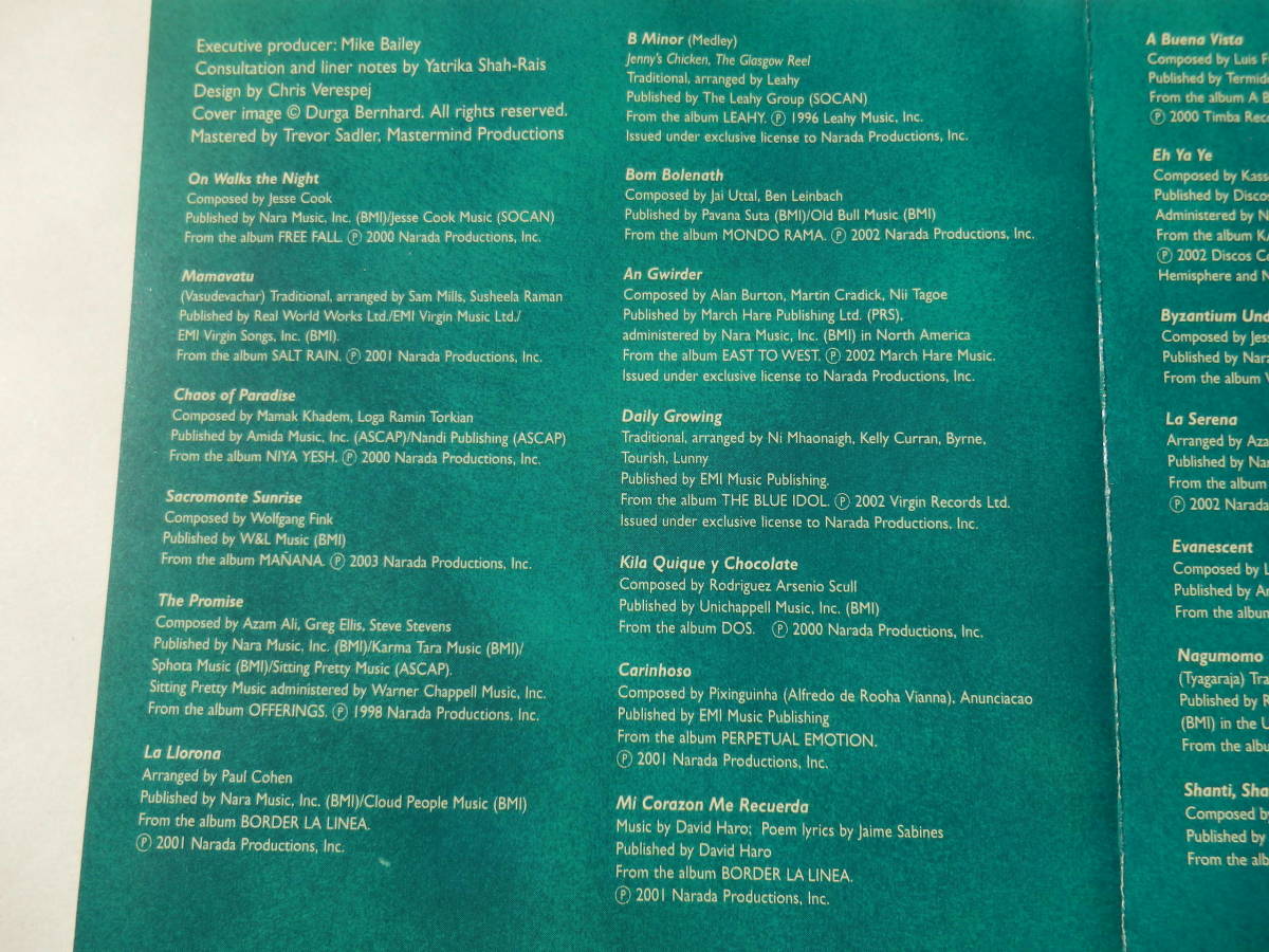 2CDs/VA:ナラダ.ワールドミュージック/Best Of. Narada World/Lila Downs /Baka Beyond/Azam Ali/Willie & Lobo/Flora Purim/Vas/Azam Ali_画像4