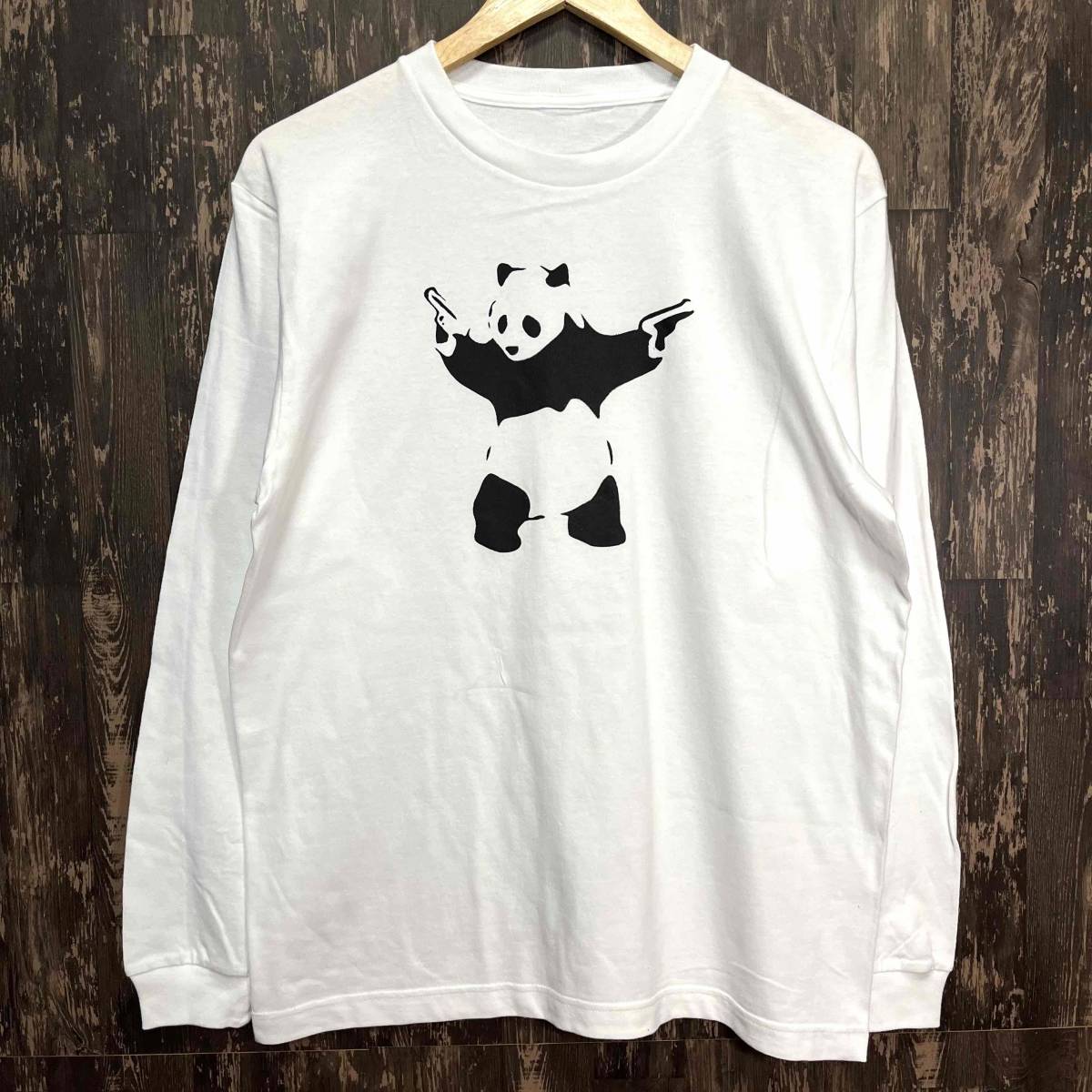 BANKSY・バンクシー・パンダ・大熊猫・長袖・Tシャツ・白・L_画像1