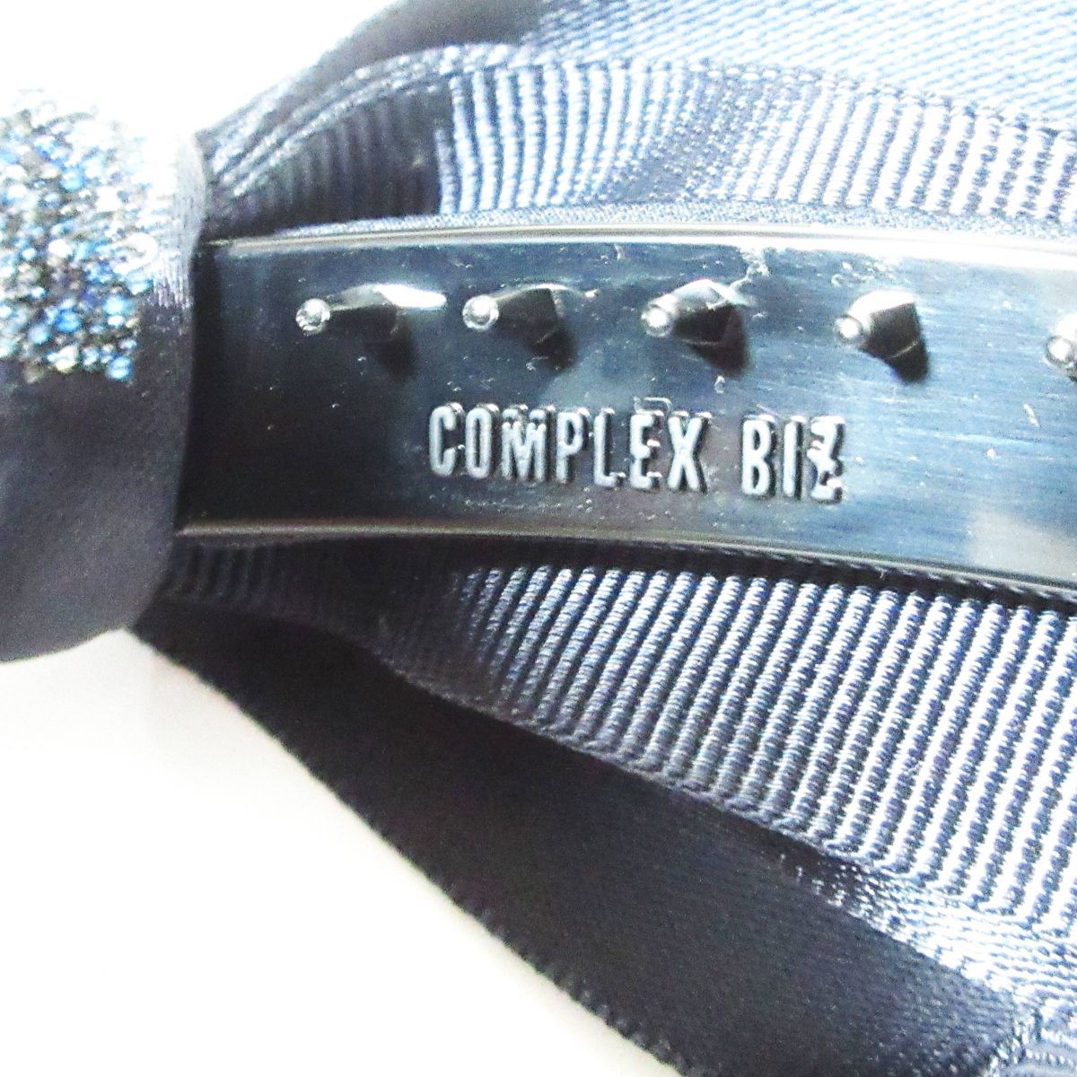 美品 COMPLEX BIZ コンプレックスビズ リボン ビジュー ビーズ バナナクリップ 髪飾り ヘアアクセサリー 紺 ネイビー 4