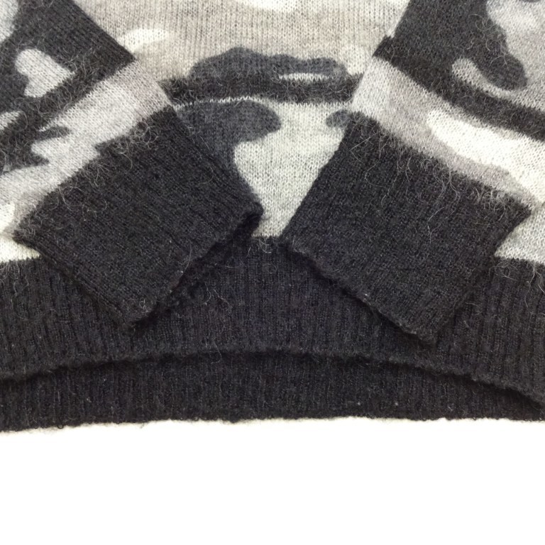 即決★ 送料無★ J.PRESS　モヘアブレンド 薄手ニット　【M】　カモフラ　グレー　レディース　オンワード樫山　ジェイプレス　E343