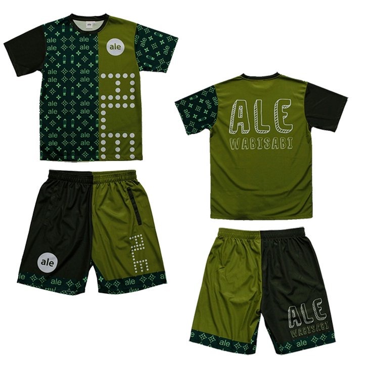 ale (アレ) WABISABI wear 上下 セット (S) GREEN MIX | soccer futsal サッカー フットサル グリーンミックス プラシャツ プラパン