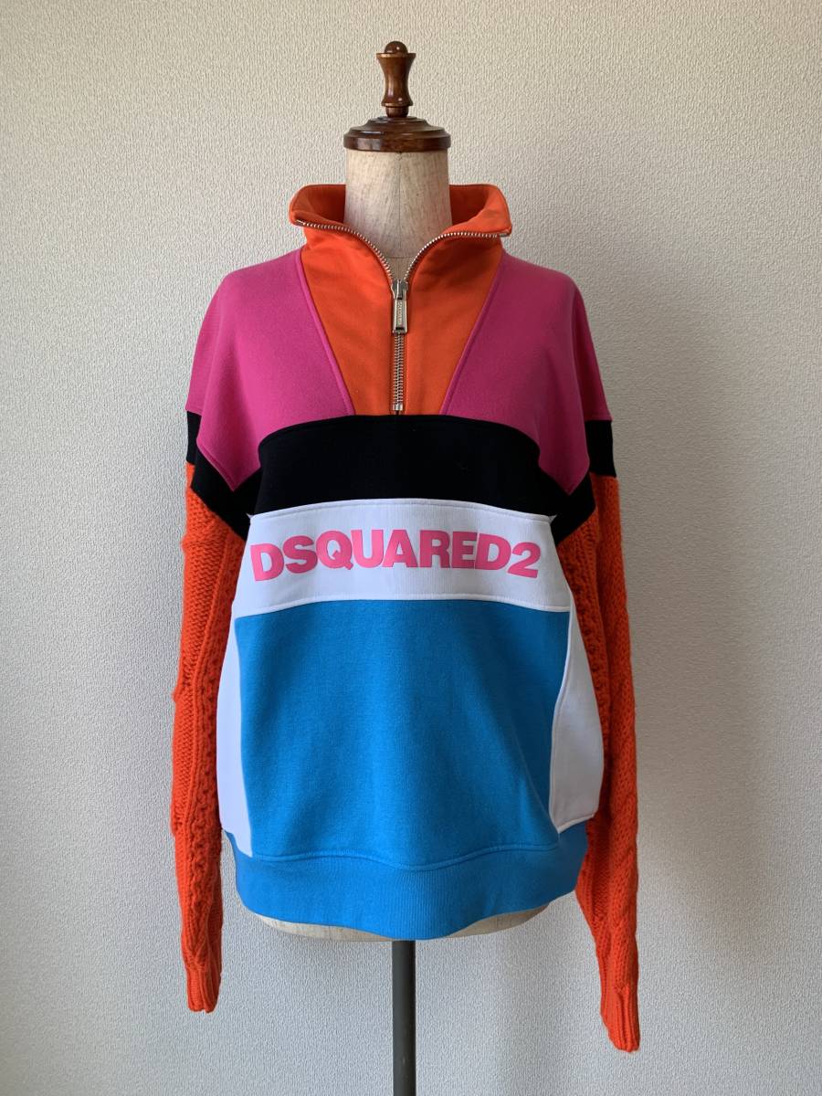 定価128.700 新品 DSQUARED2 “Color Block Sweat Shirt” カラーブロック ニット切替 スウェットシャツ XS ディースクエアード_画像4