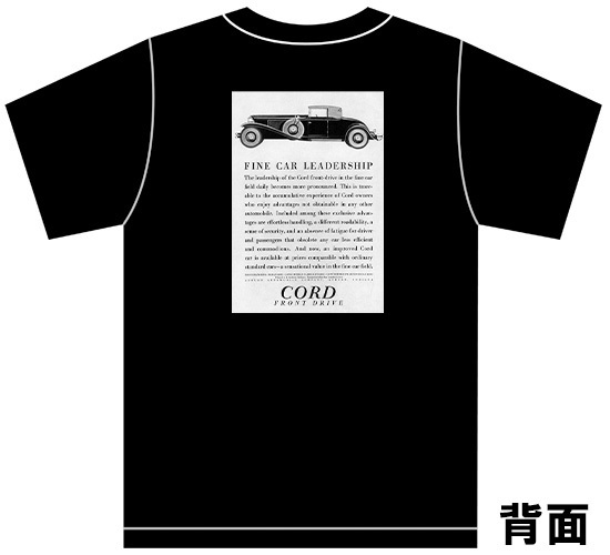 アドバタイジング コード 3220 黒 Ｔシャツ 1931 1930 アメ車 cord ホットロッド クラシックカー ビンテージ アドバタイズメント_画像1