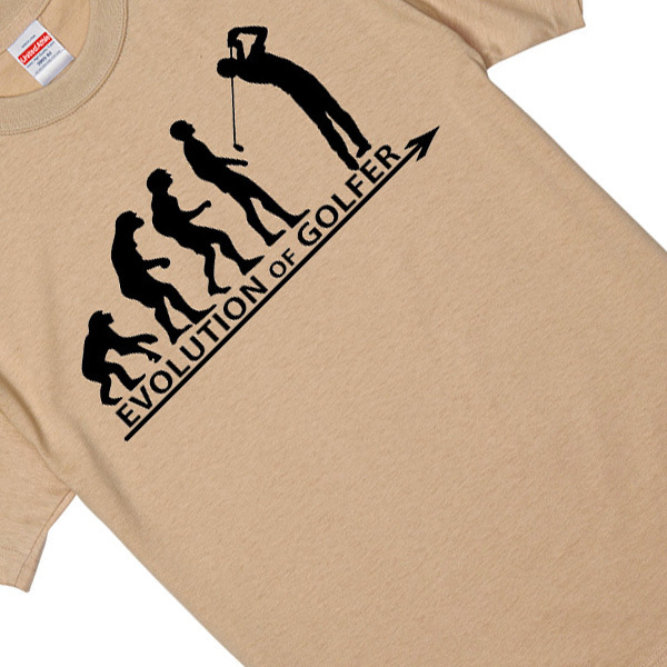 進化 evolution Tシャツ ライトベージュ ゴルファー プロゴルファー ゴルフ選手 ゴルフコース 芝生 選べるサイズ S/M/L/XL_画像2