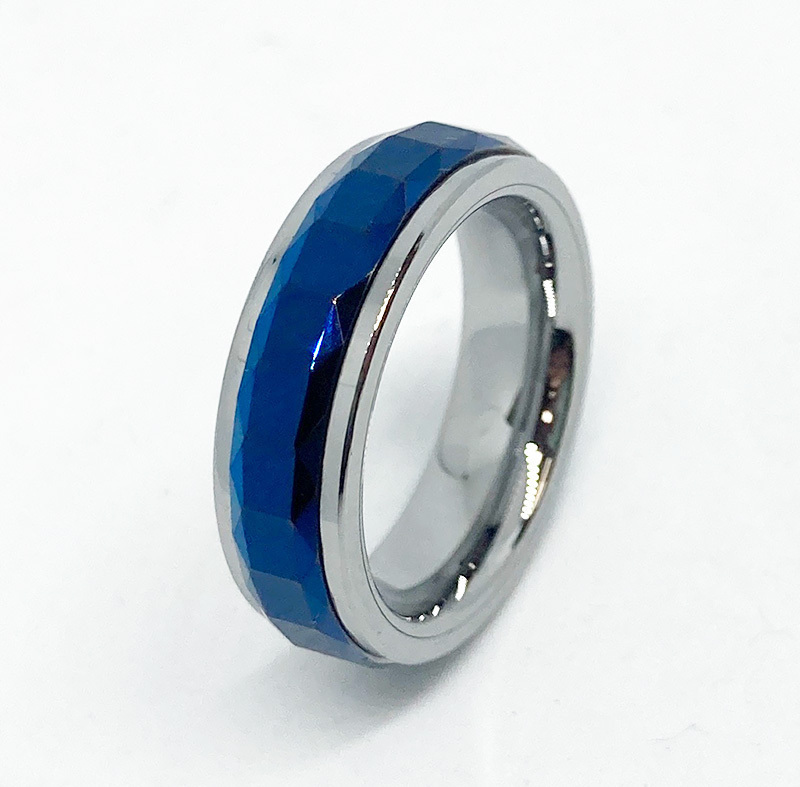 シンプルな タングステンリング 指輪 ミラーカット ブルー 青 シルバー 50　( 17号 ) 新品 ジャンク ペアリングにも_画像1