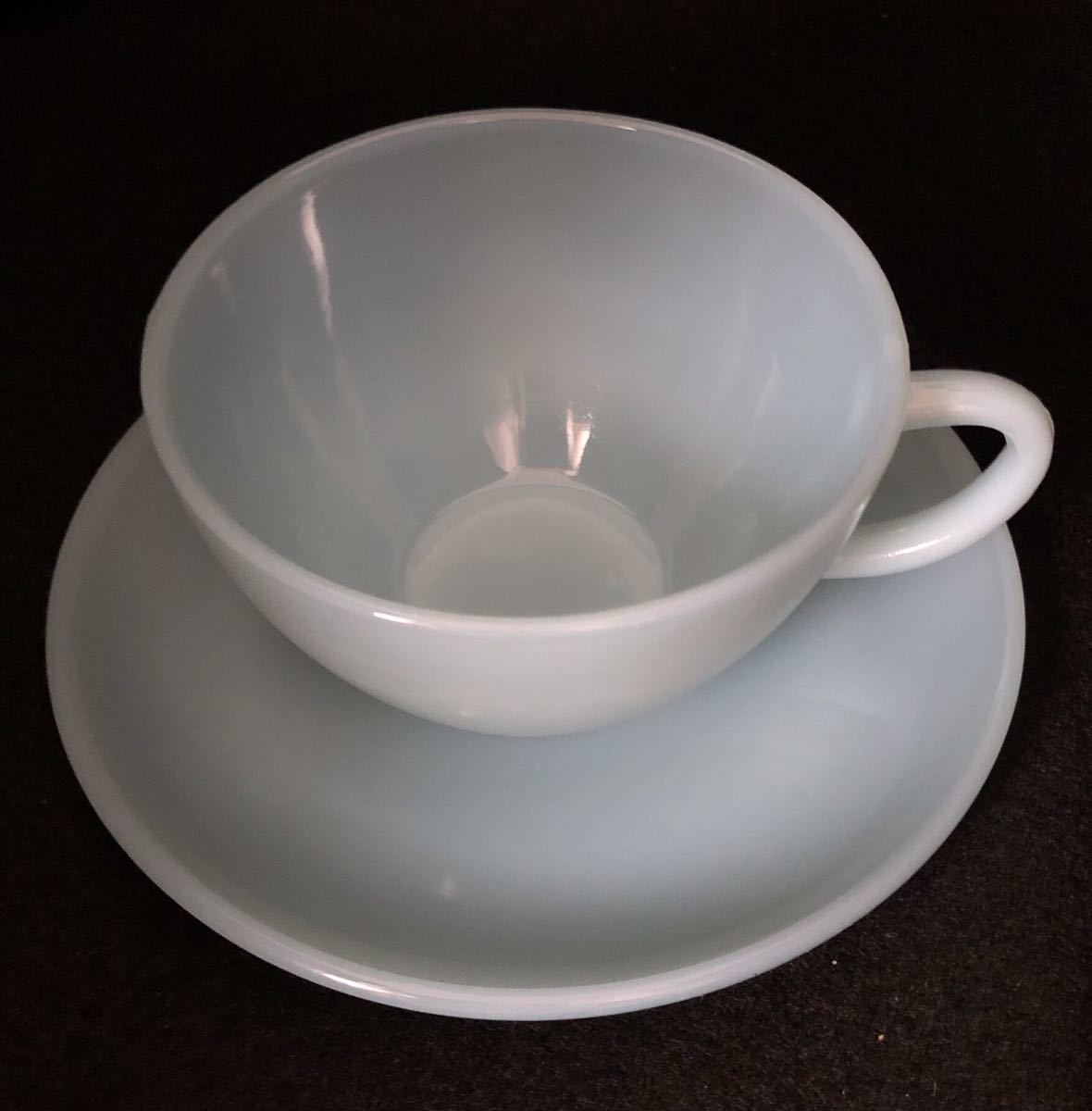  Fire King *Fire-King * бирюзовый голубой *TURQUOISE BLUE * cup & блюдце *Cup & Saucer ⑥ прекрасный товар 