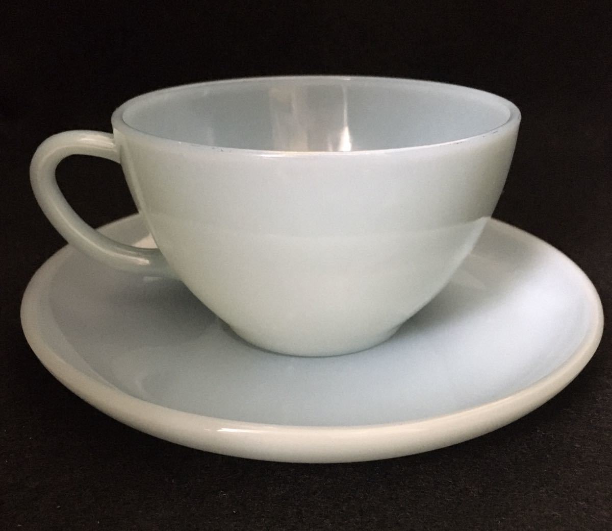  Fire King *Fire-King * бирюзовый голубой *TURQUOISE BLUE * cup & блюдце *Cup & Saucer ④