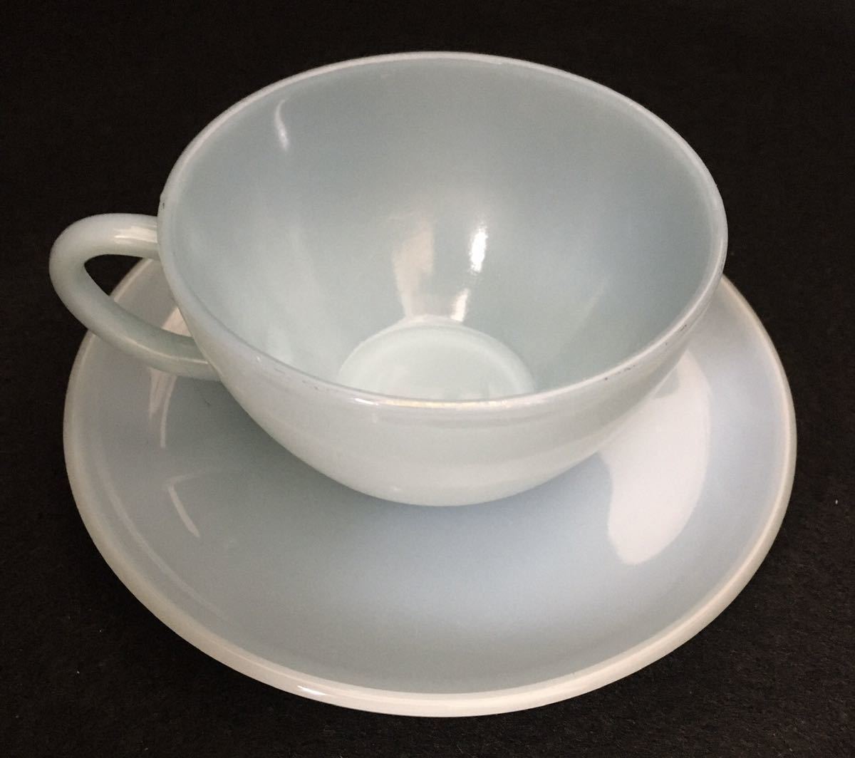  Fire King *Fire-King * бирюзовый голубой *TURQUOISE BLUE * cup & блюдце *Cup & Saucer ④