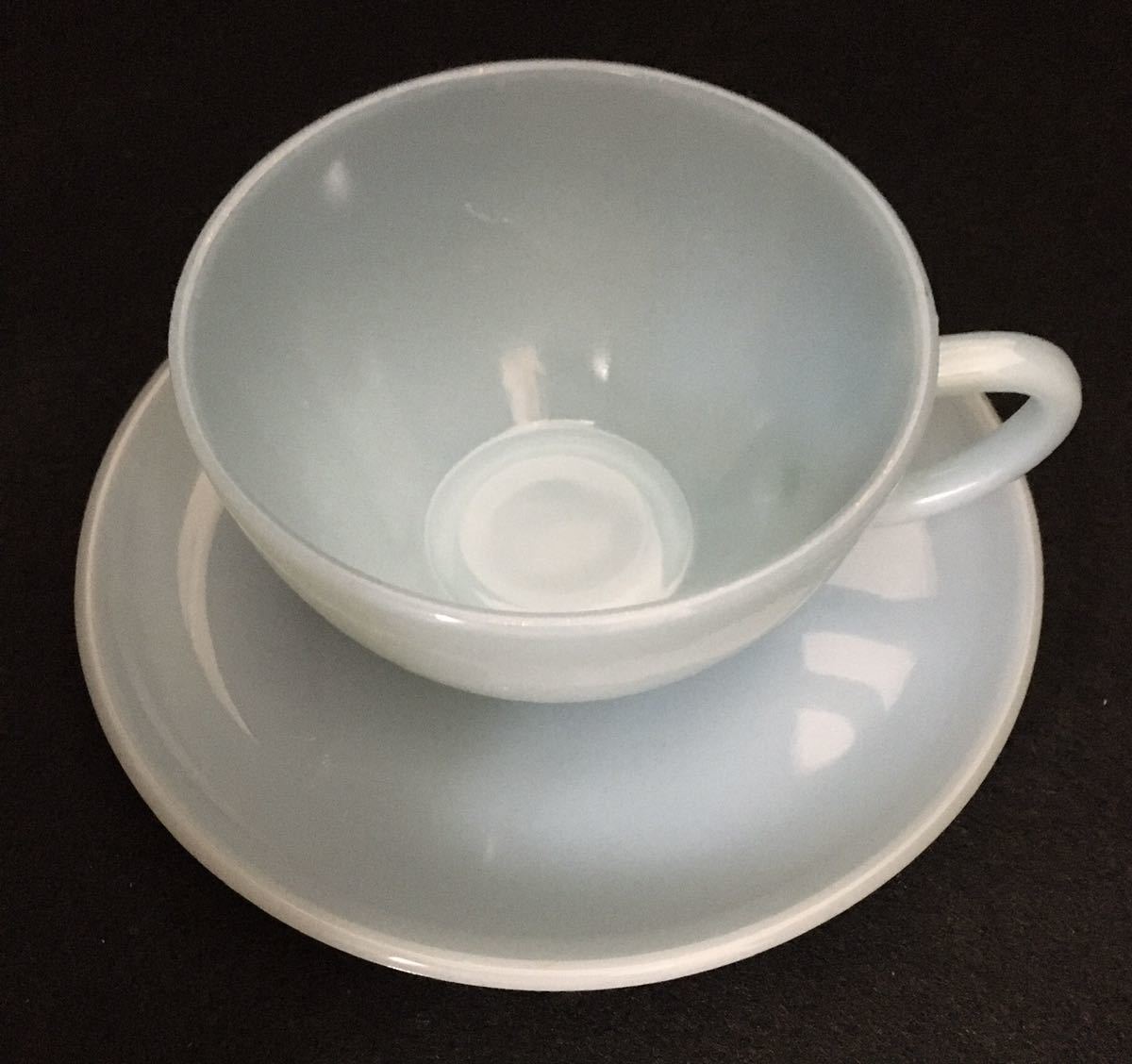  Fire King *Fire-King * бирюзовый голубой *TURQUOISE BLUE * cup & блюдце *Cup & Saucer ④