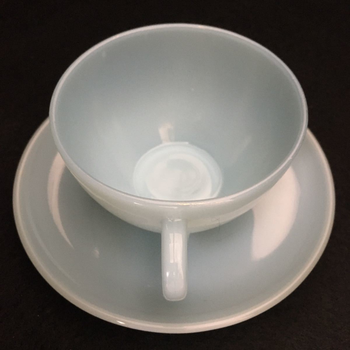  Fire King *Fire-King * бирюзовый голубой *TURQUOISE BLUE * cup & блюдце *Cup & Saucer ④