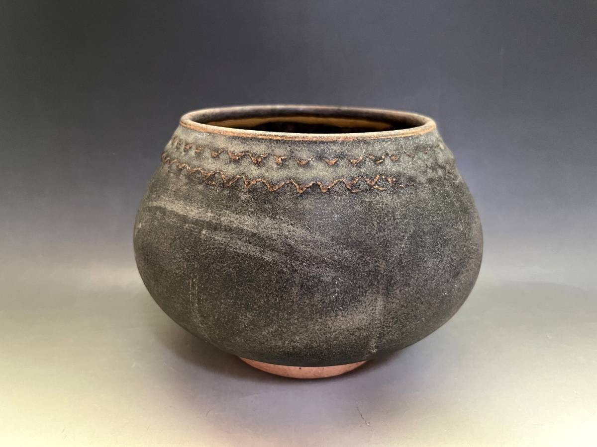 建水□黒釉建水 土器 鉢 水指 お茶道具 古玩 唐物 中国 古美術 時代物