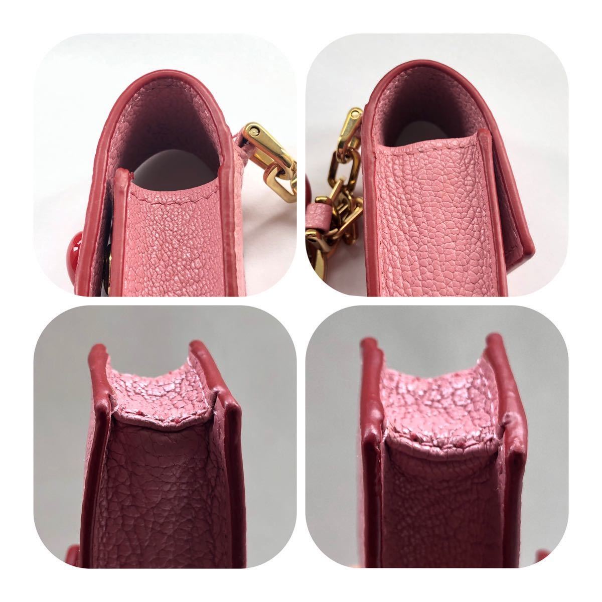 [ nationwide free shipping ]MIU MIU MiuMiu ma gong s Rav Heart type mirror attaching lipstick case key charm 