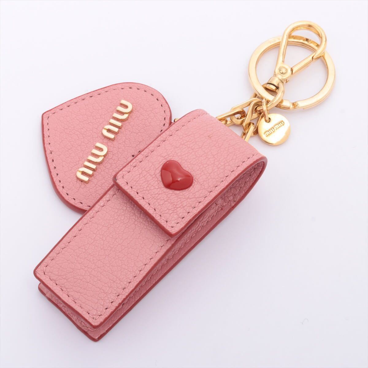 [ nationwide free shipping ]MIU MIU MiuMiu ma gong s Rav Heart type mirror attaching lipstick case key charm 