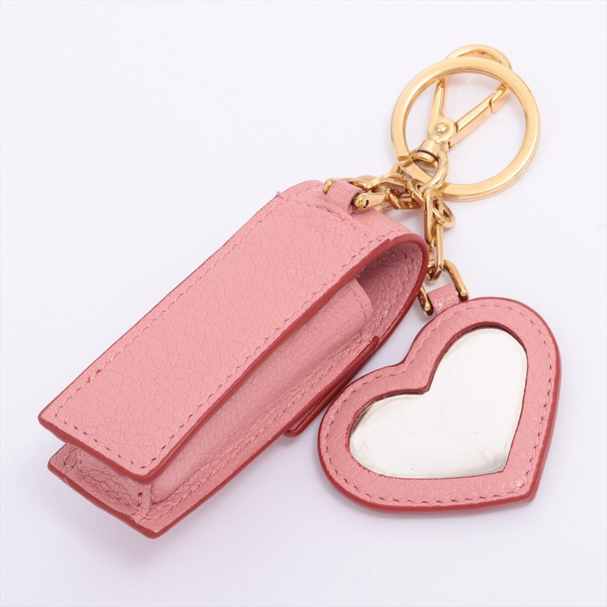 [ nationwide free shipping ]MIU MIU MiuMiu ma gong s Rav Heart type mirror attaching lipstick case key charm 