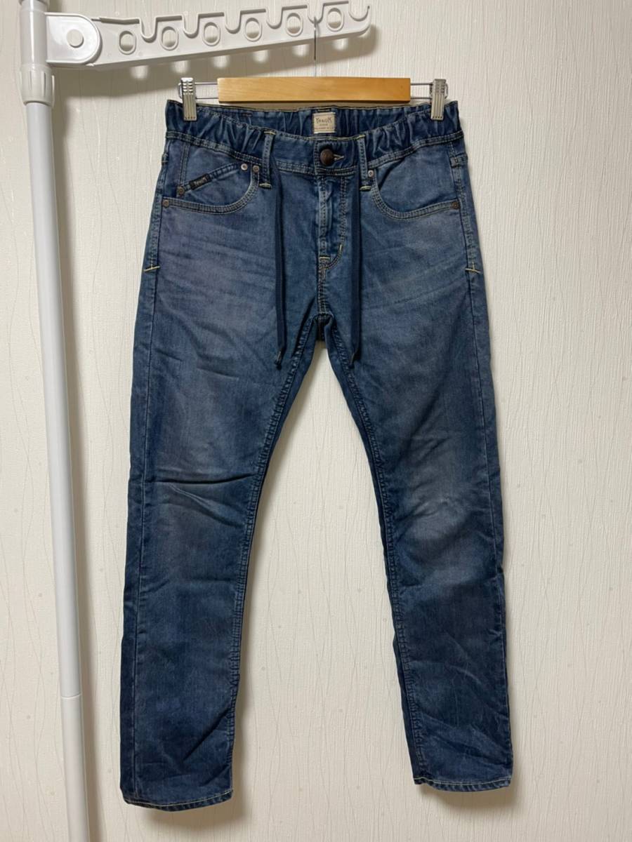 美品☆[YANUK] 定価28,600 RESIRT JEANS ジョグジーンズ イージーデニムパンツ S インディゴ ヤヌーク