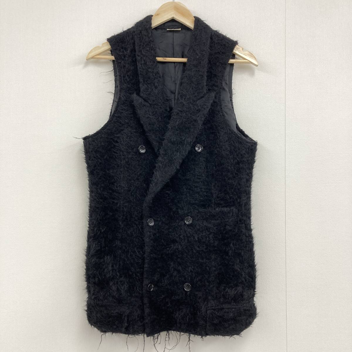 COMME des GARCONS HOMME PLUS ウール シャギー ベスト ジレ ブラック 黒 XSサイズ コムデギャルソンオムプリュス ダブル archive 2010076 期間限定お得なセット COMME des ジレ ベスト ダブル GARCONS ベスト