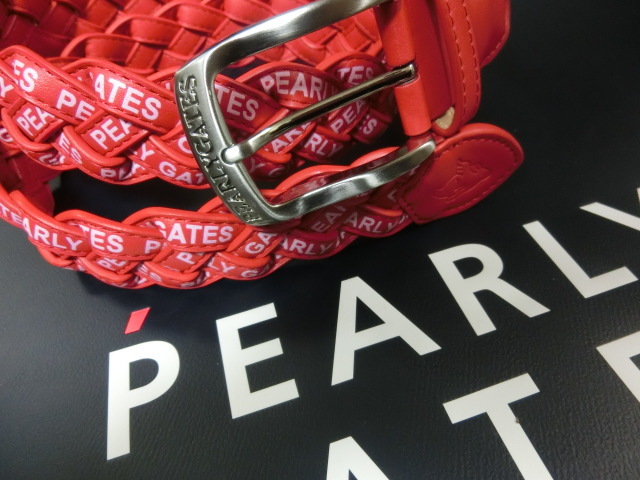 ☆【pearly gates】パーリーゲイツ Golf Belt ロゴ柄 メッシュ×レザー