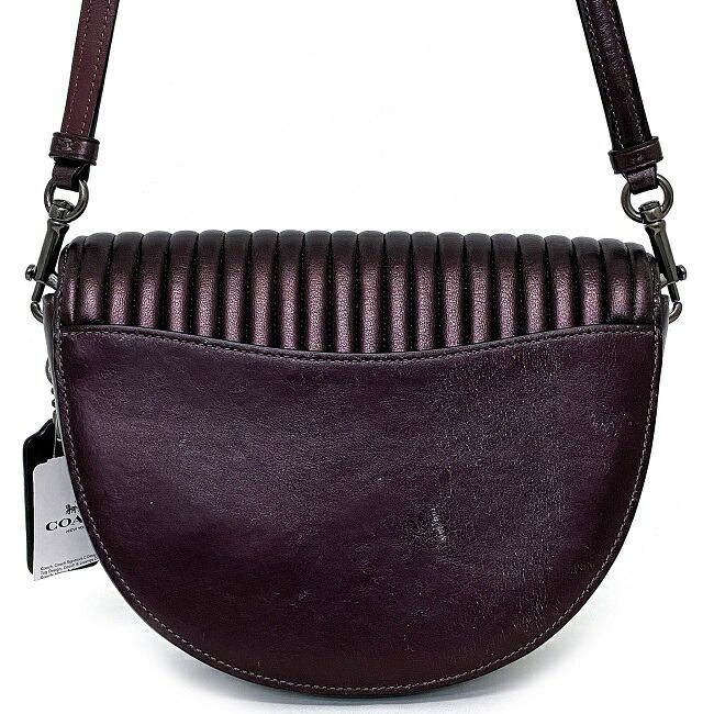  Coach shoulder bag e Len wine red silver linear C1431 beautiful goods leather used COACH tag attaching 