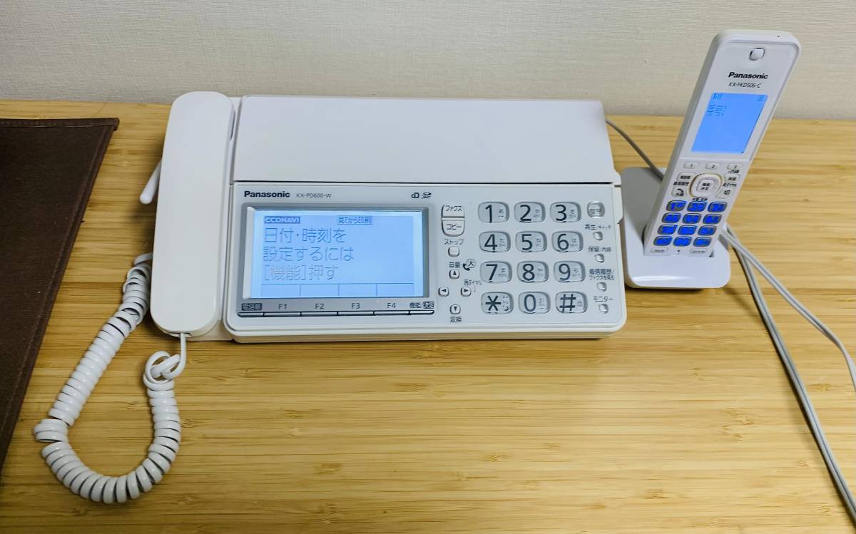 送受信OK・動作品 Pnasonic 普通紙ファクス(FAX) KX-PD600-W 子機1台