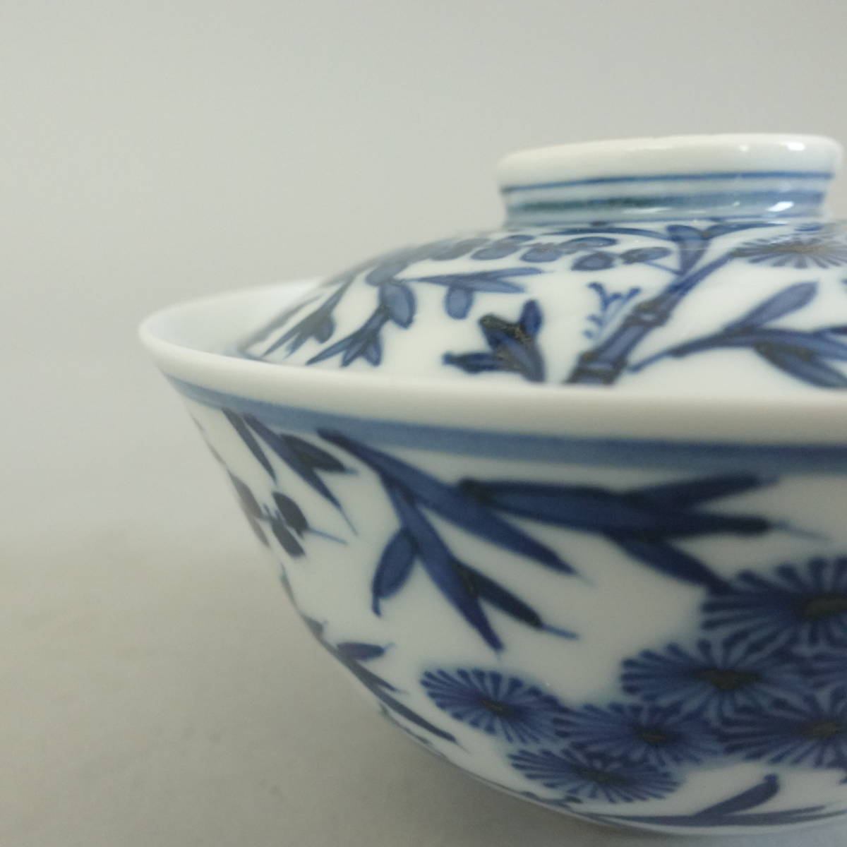 平安竹泉 蓋付茶碗 2客 松竹梅 京焼 / 蓋物 蓋茶碗 飯茶碗 染付 www