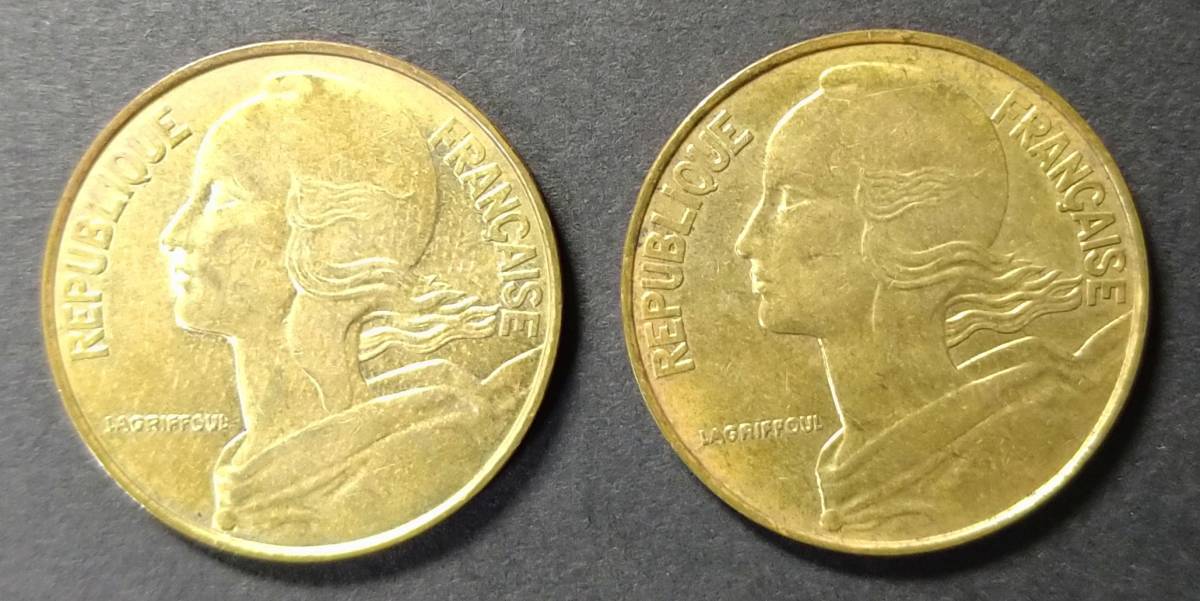 フランス・２０サンチーム硬貨（２枚）_画像2