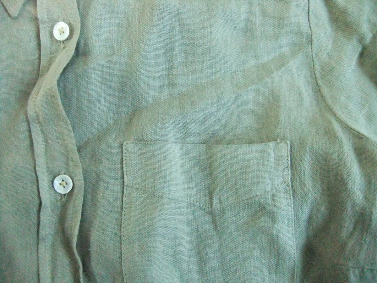 MADE IN ITALY 120% LINO LINE SHIRT イタリア製 リネン シャツ 42/152_画像4