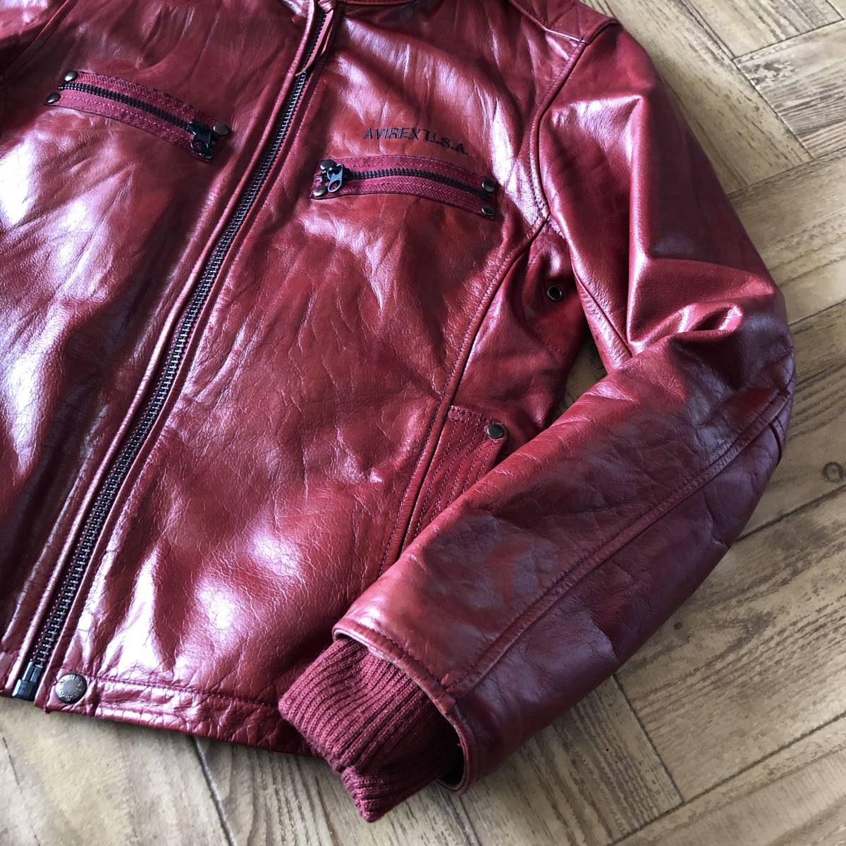 メーカー直送】 vintage red 牛革 カウレザー ジャケット ブルゾン のアイテムを vintage red 牛革 カウレザー ジャケット ブルゾン レザージャケット
