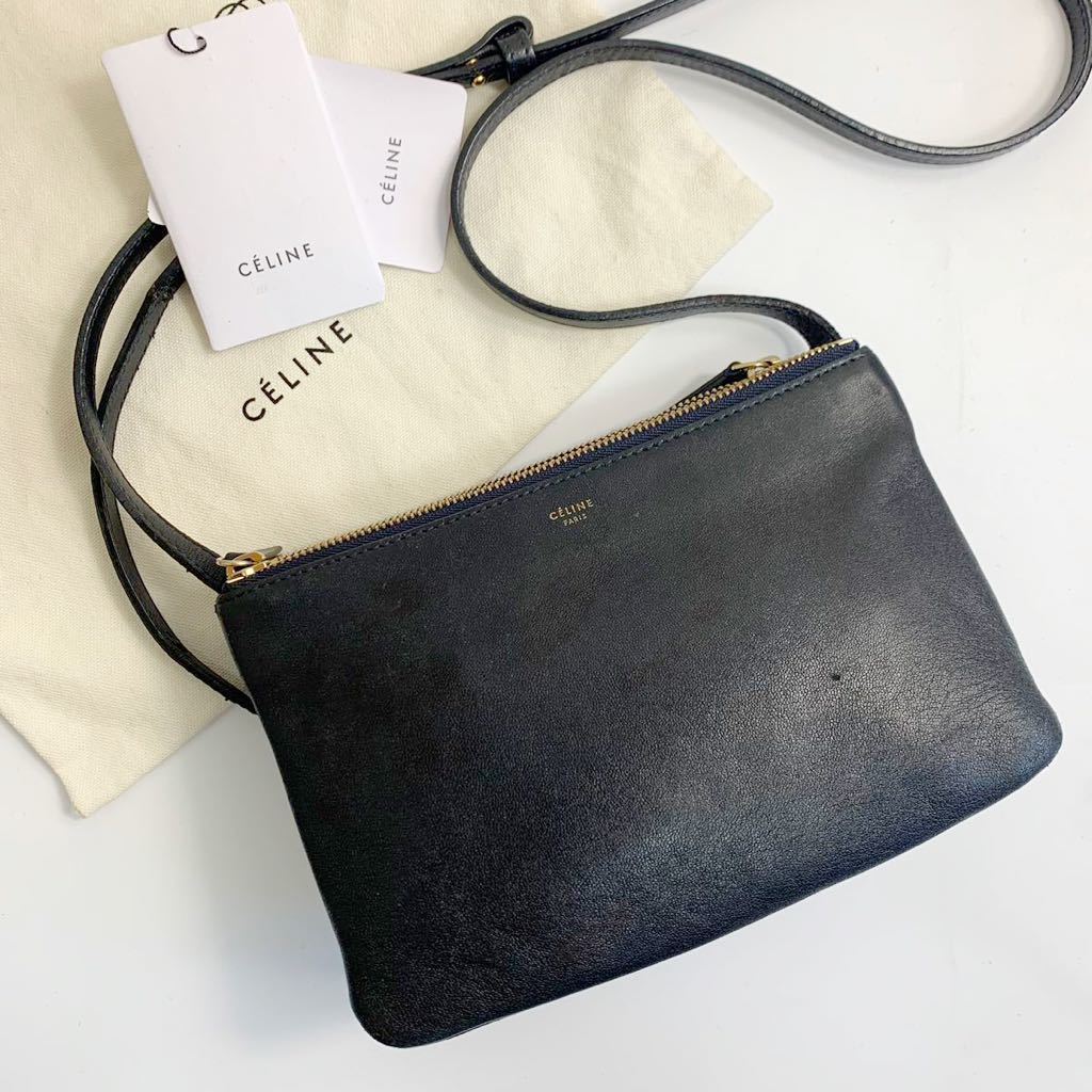 1円 【最高級の風格】 正規 CELINE セリーヌ トリオ ショルダーバッグ