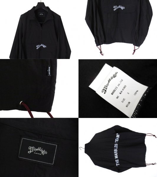 MARBLES marble zANORAK TEAM JKT S nylon pull over ano rack jacket black * letter pack post service shipping possible 