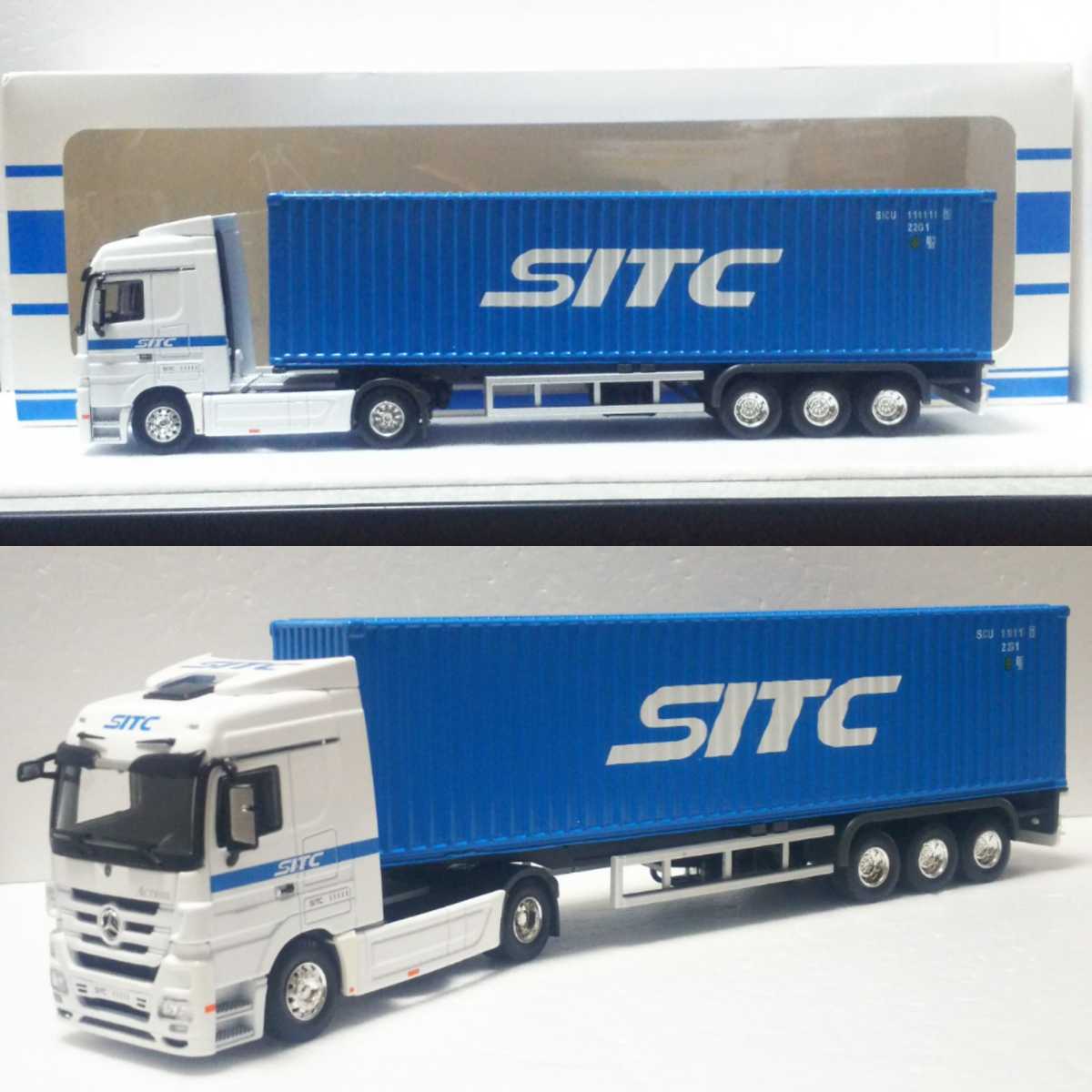 非売品 約1/50 SITC メルセデスベンツ アントス 海上コンテナ トレーラー 40ft 1:87スケール表記 実測1/50 ダイキャスト 海コン 箱無し_画像1