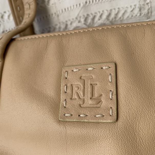  Ralph Lauren RalphLauren leather original leather handbag Mini tote bag beige Logo Mark 