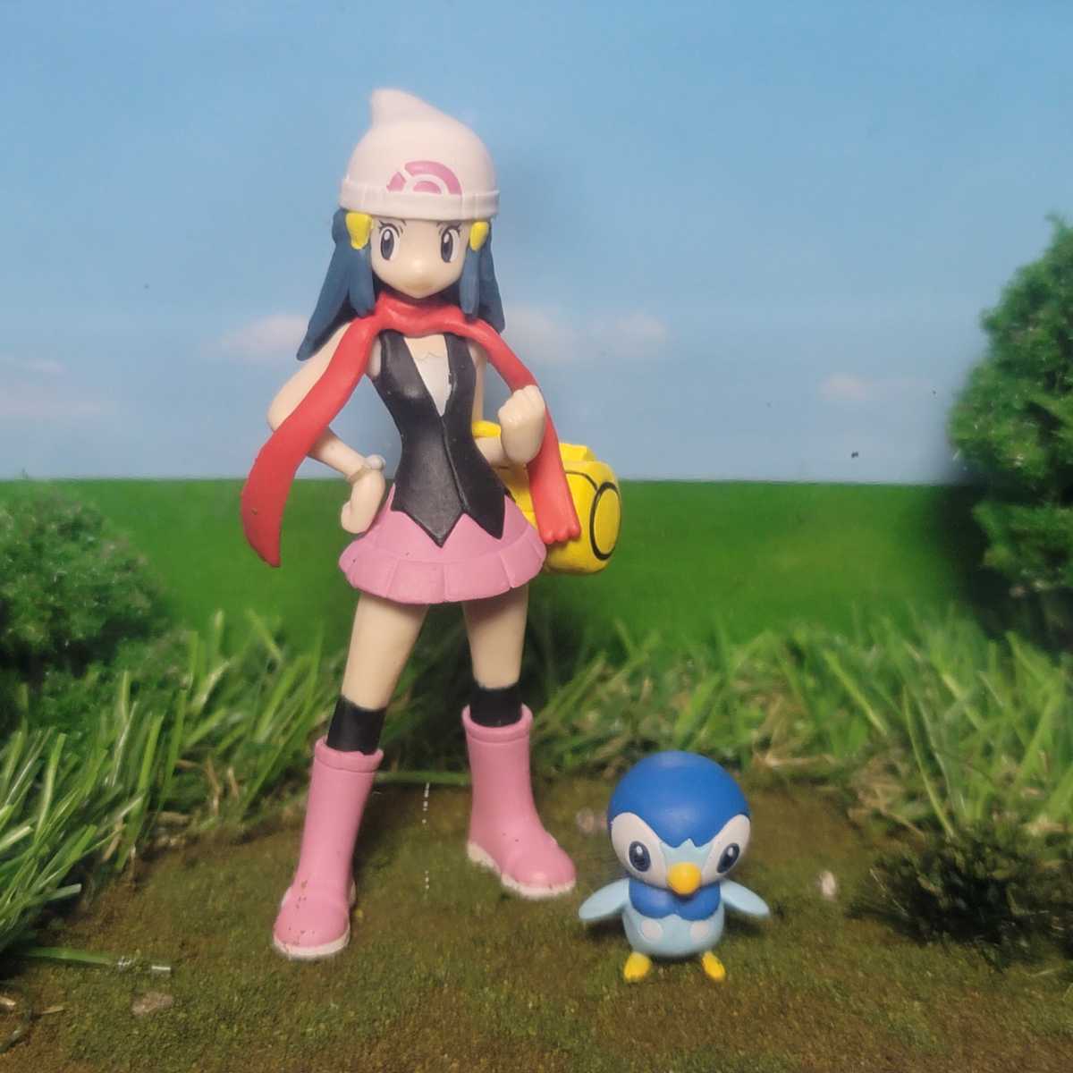 □ヒカリ、ポッチャマ□ジオラマ□ポケモン□ポケモンスケール □ヒカリ、ポッチャマ□ジオラマ□ポケモン□ポケモンスケール