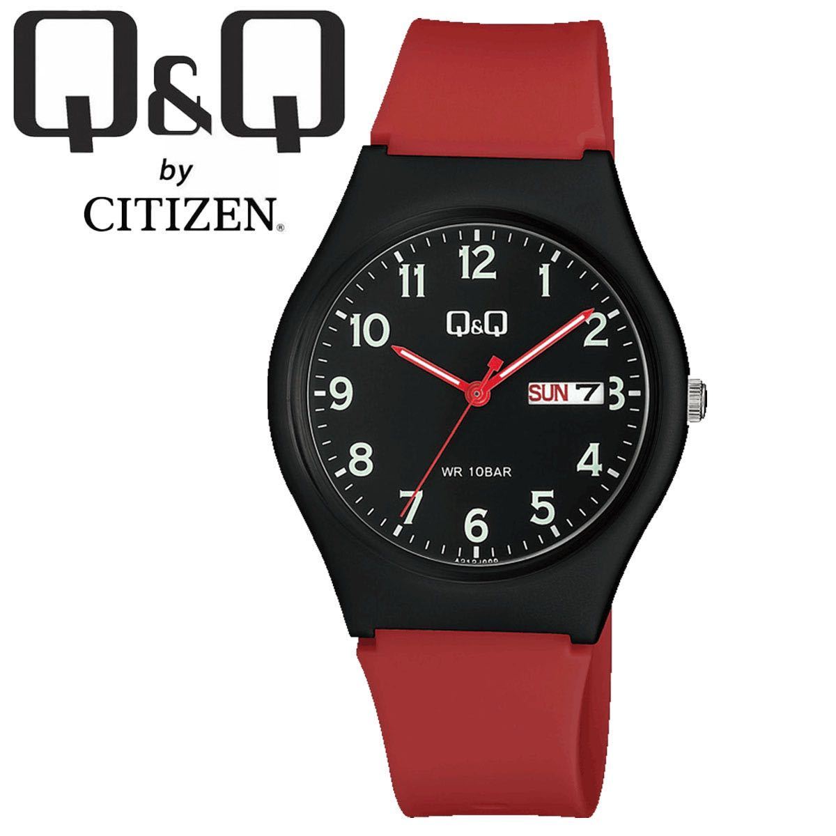 深緑(ふかみどり) CITIZEN QQ シチズン 腕時計 A212J009Y レッド/ブラック 通販