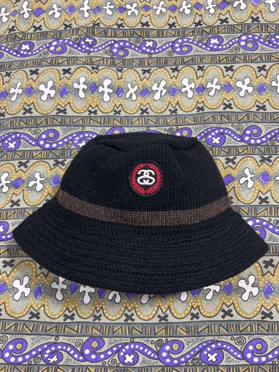 高級素材使用ブランド 80Sold stussy 黒タグ バケットハット