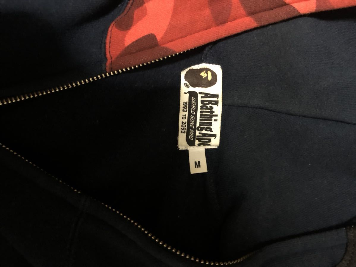 A BATHING APE シャークパーカー BAPE HOODIE アベイシングエイプ エイプ ベイプ ZIP SHARK 迷彩 SIZE M_画像4