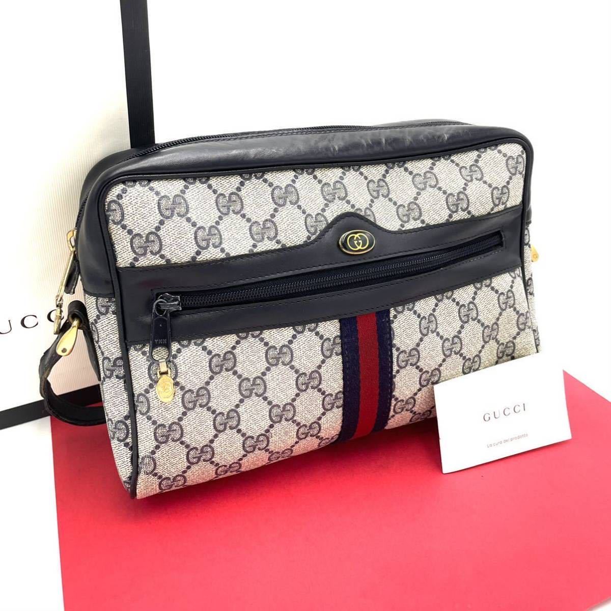 上質 1円〜 ◆希少品◆ ヴィンテージ GUCCI オールドグッチ ショルダーバック 斜めがけ シェリーライン 金具 ネイビー ポシェット 本物 上質 1円〜 ◆希少品◆ ヴィンテージ GUCCI オールドグッチ ショルダーバック 斜めがけ シェリーライン 金具 ネイビー ポシェット 本物