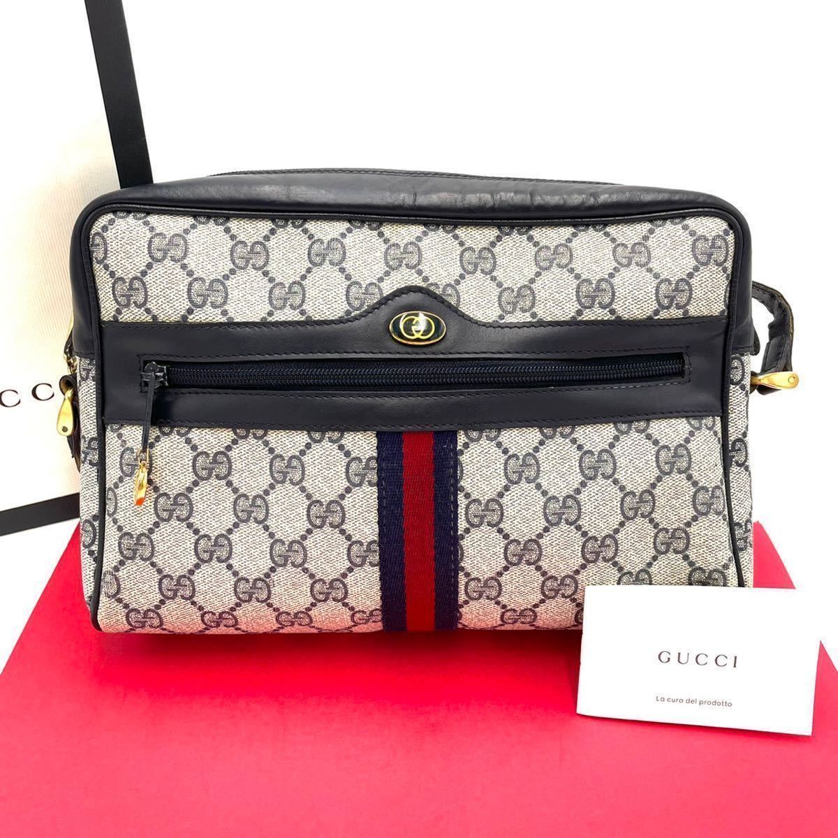 上質 1円〜 ◆希少品◆ ヴィンテージ GUCCI オールドグッチ ショルダーバック 斜めがけ シェリーライン 金具 ネイビー ポシェット 本物 上質 1円〜 ◆希少品◆ ヴィンテージ GUCCI オールドグッチ ショルダーバック 斜めがけ シェリーライン 金具 ネイビー ポシェット 本物