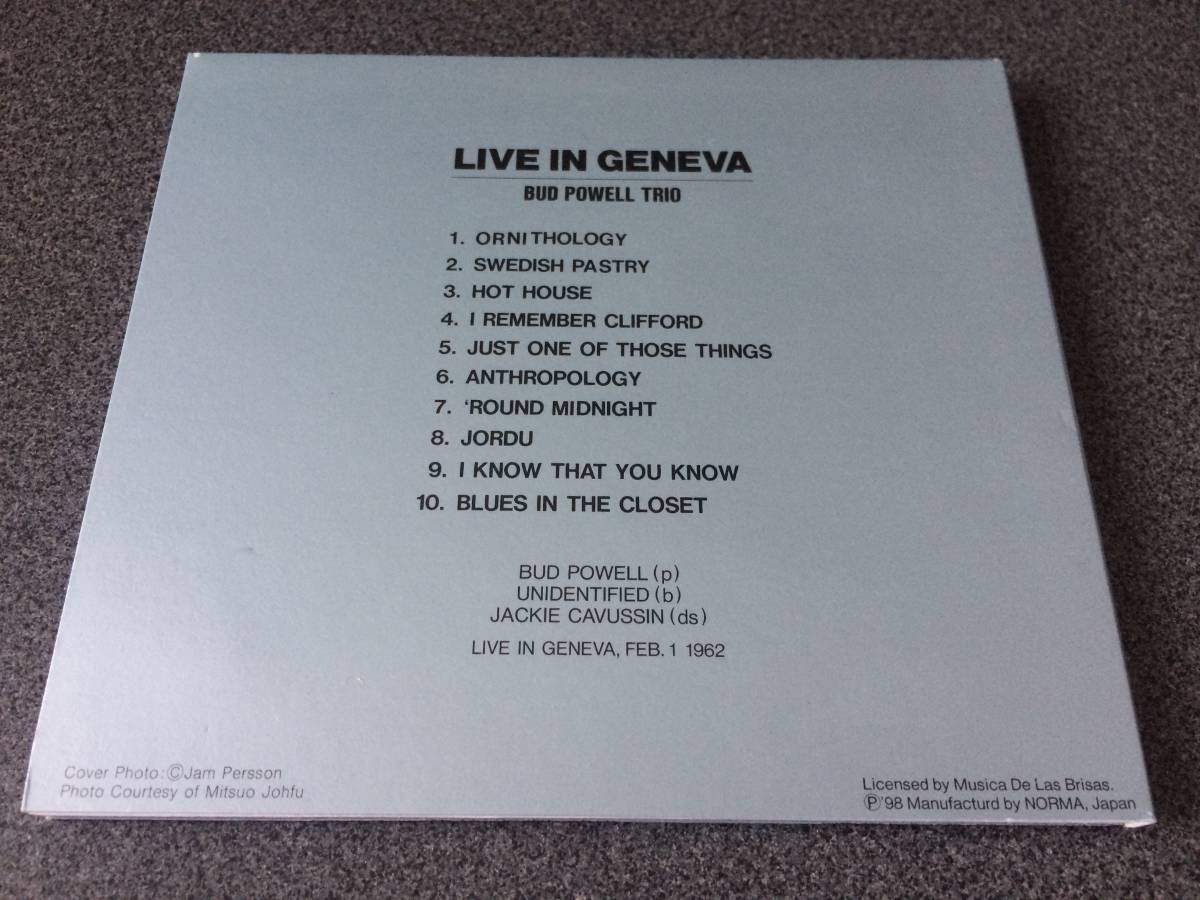 ★☆【CD】LIVE IN GENEVA / バド・パウエル BUD POWELL【デジパック】☆★_画像2