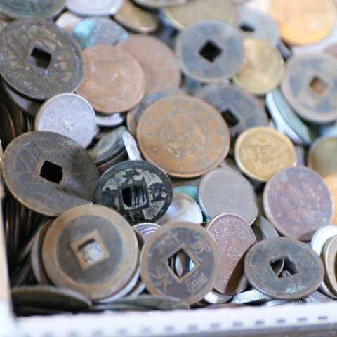 古銭約4.5kg 日本古銭 中国古銭 メダル 色々 寛永通宝 束 銭 硬貨 参考